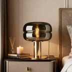 Glass Table Lamp Gold-Tone Base Soft Diffused Light