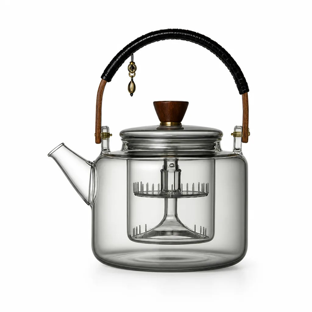 Glass Teapot Heat-Resistant Borosilicate 1L Ergonomic Handle