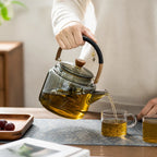 Glass Teapot Heat-Resistant Borosilicate 1L Ergonomic Handle
