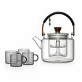 Glass Teapot Heat-Resistant Borosilicate 1L Ergonomic Handle