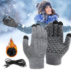 Gloves USB-Heated Touchscreen Fingertips Silicone Grip