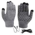 Gloves USB-Heated Touchscreen Fingertips Silicone Grip
