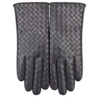 Gloves Woven Leather Warm Lining Textured Grip