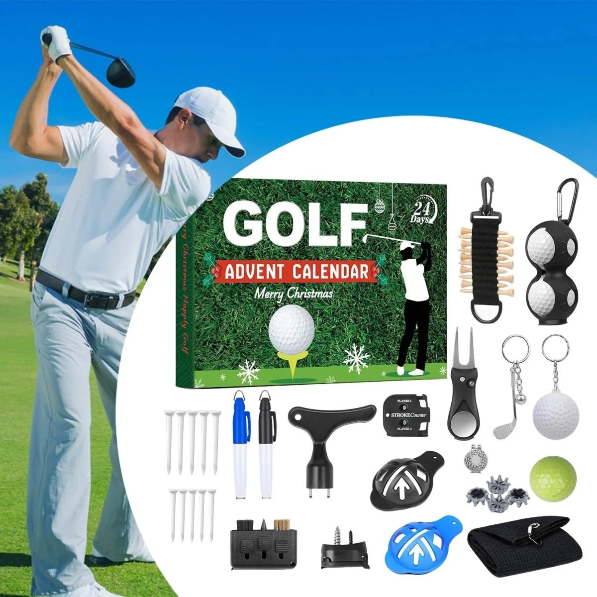 Golf Advent Calendar 24-Day Countdown 24 Accessories