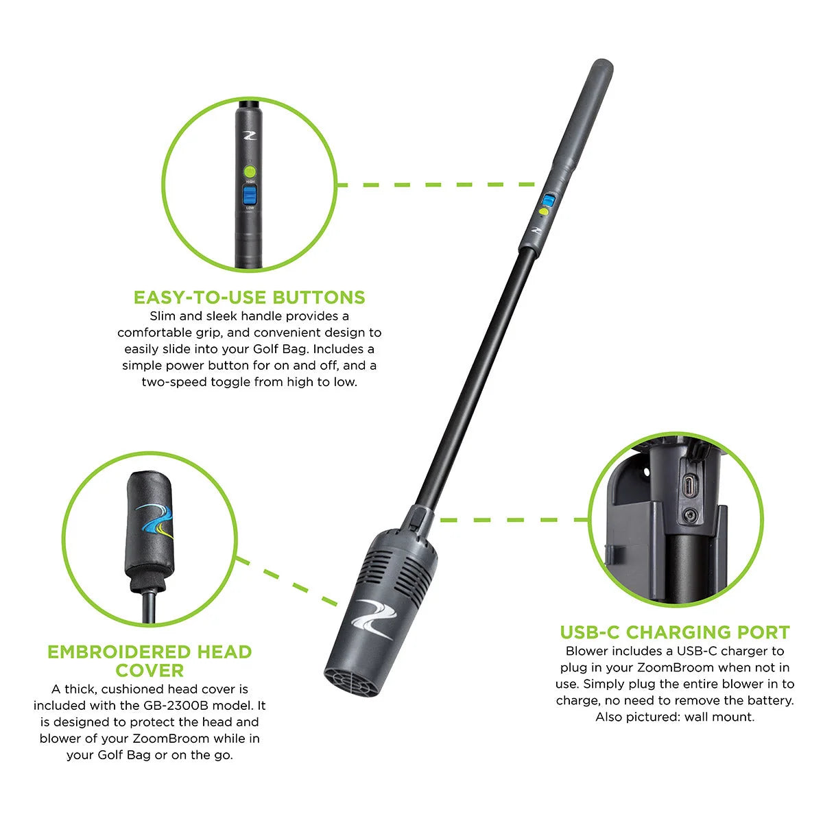 Golf Blower Cordless 80 MPH Compact