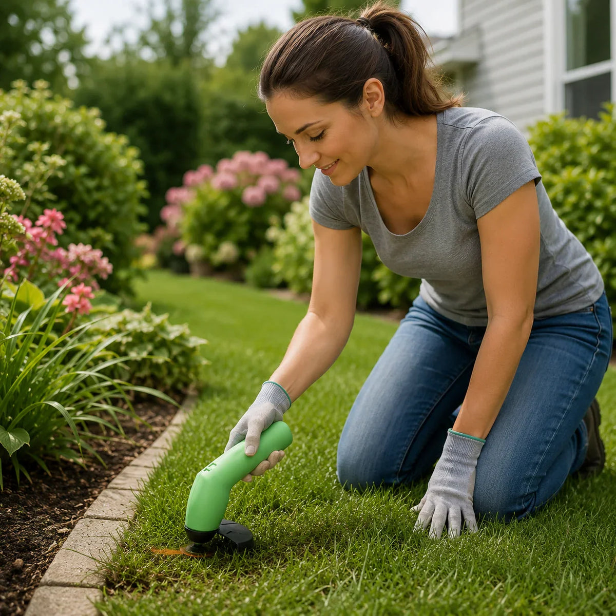 Grass Trimmer Cordless Rechargeable Adjustable Cutting Head Lightweight