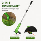 Grass Trimmer Cordless Rechargeable Adjustable Cutting Head Lightweight