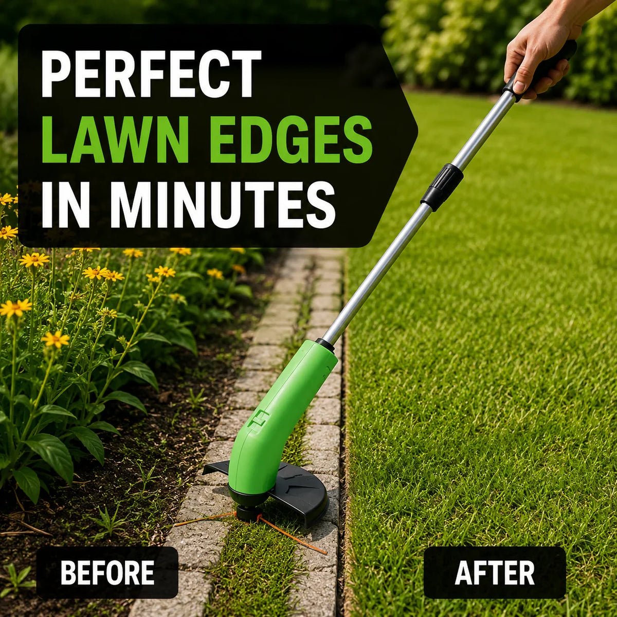 Grass Trimmer Cordless Rechargeable Adjustable Cutting Head Lightweight