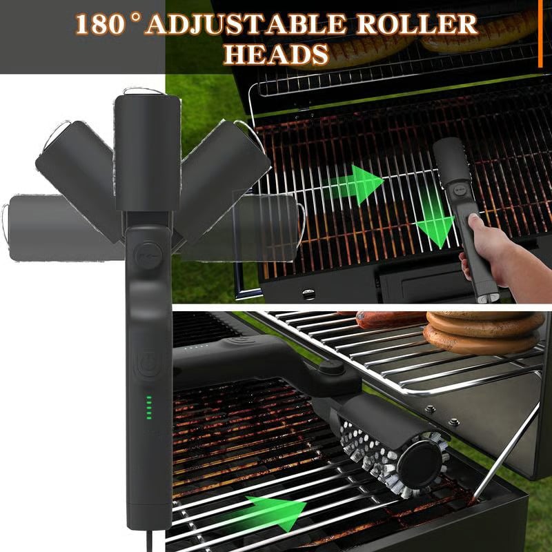 Grill Brush Motorized Rotating Head Cordless Rechargeable