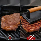 Grill Press Heavy Cast Iron Pre-Seasoned Beechwood Handle