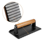 Grill Press Heavy Cast Iron Pre-Seasoned Beechwood Handle