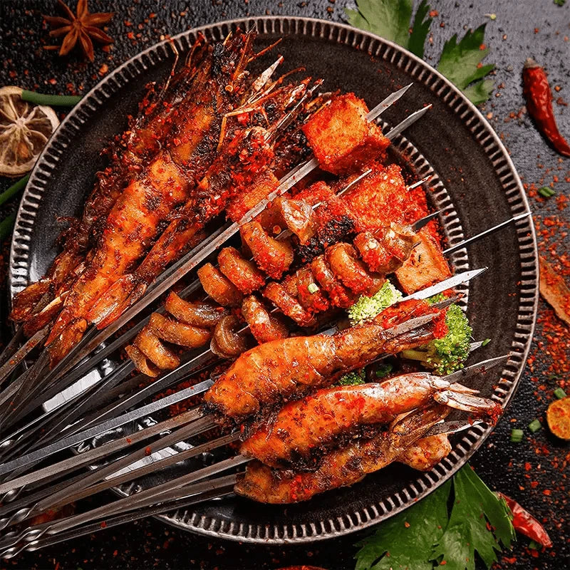 Grill Skewer Set Stainless Steel With Storage Tube