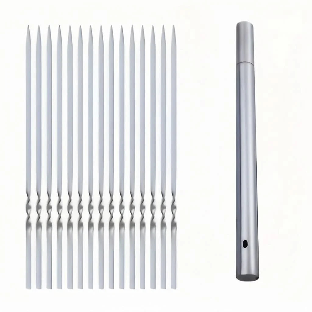 Grill Skewer Set Stainless Steel With Storage Tube