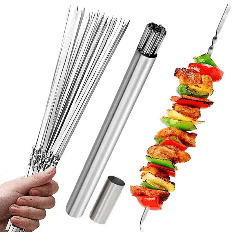 Grill Skewer Set Stainless Steel With Storage Tube