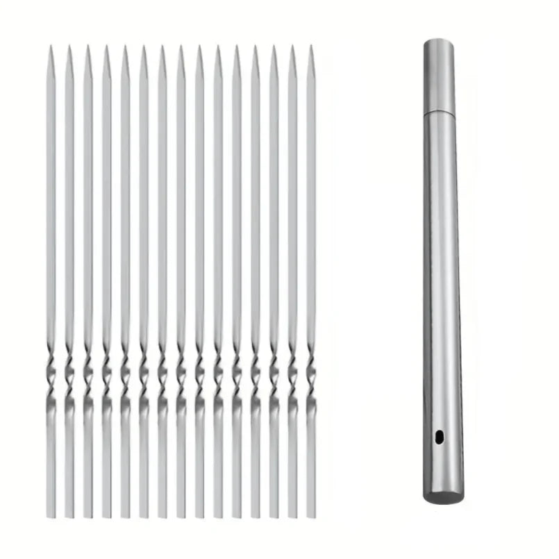 Grill Skewer Set Stainless Steel With Storage Tube
