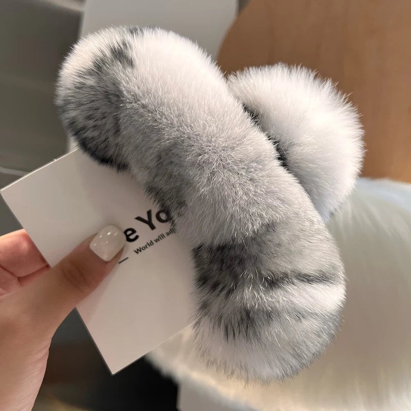 Hair Claw Clip Plush Faux Fur Secure Hold