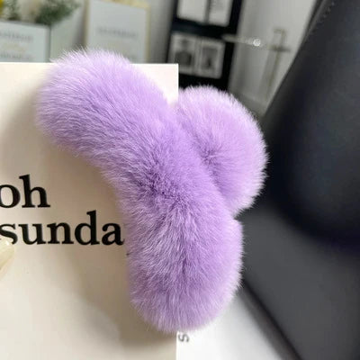 Hair Claw Clip Plush Faux Fur Secure Hold