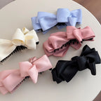 Hair Claw Clip Satin Bow Strong Grip for Thick Hair