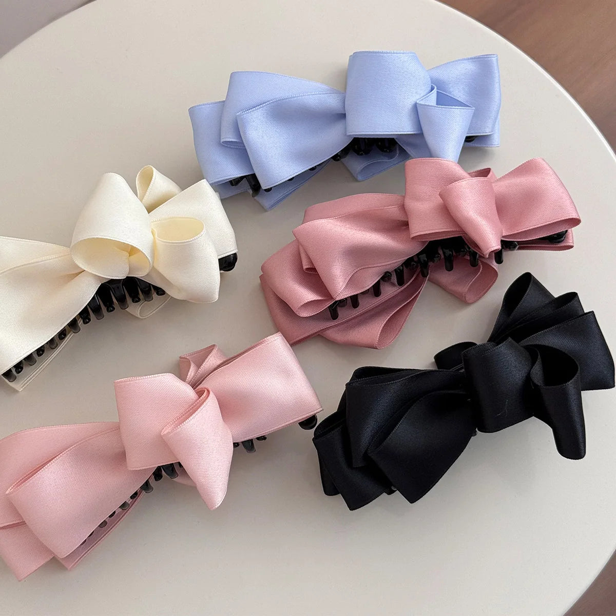 Hair Claw Clip Satin Bow Strong Grip for Thick Hair