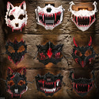 Half-Face Horror Mask Sculpted Fangs Adjustable Elastic Strap