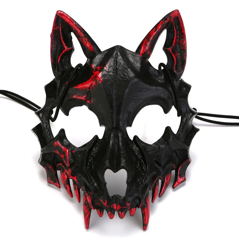 Half-Face Horror Mask Sculpted Fangs Adjustable Elastic Strap