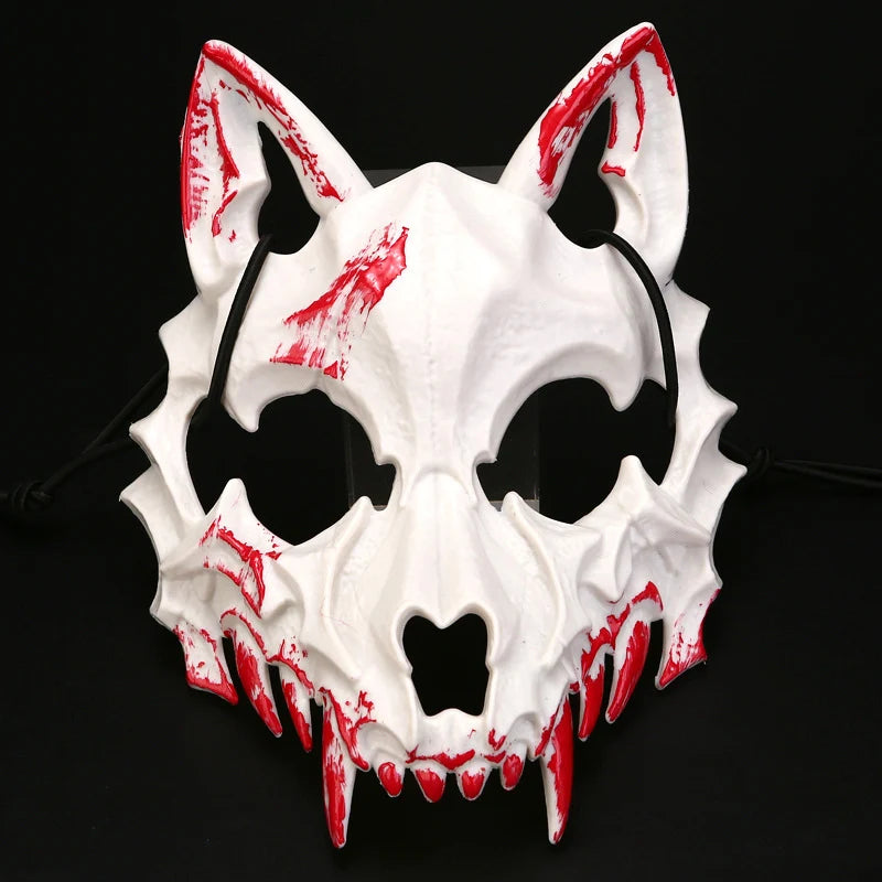Half-Face Horror Mask Sculpted Fangs Adjustable Elastic Strap