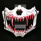 Half-Face Horror Mask Sculpted Fangs Adjustable Elastic Strap