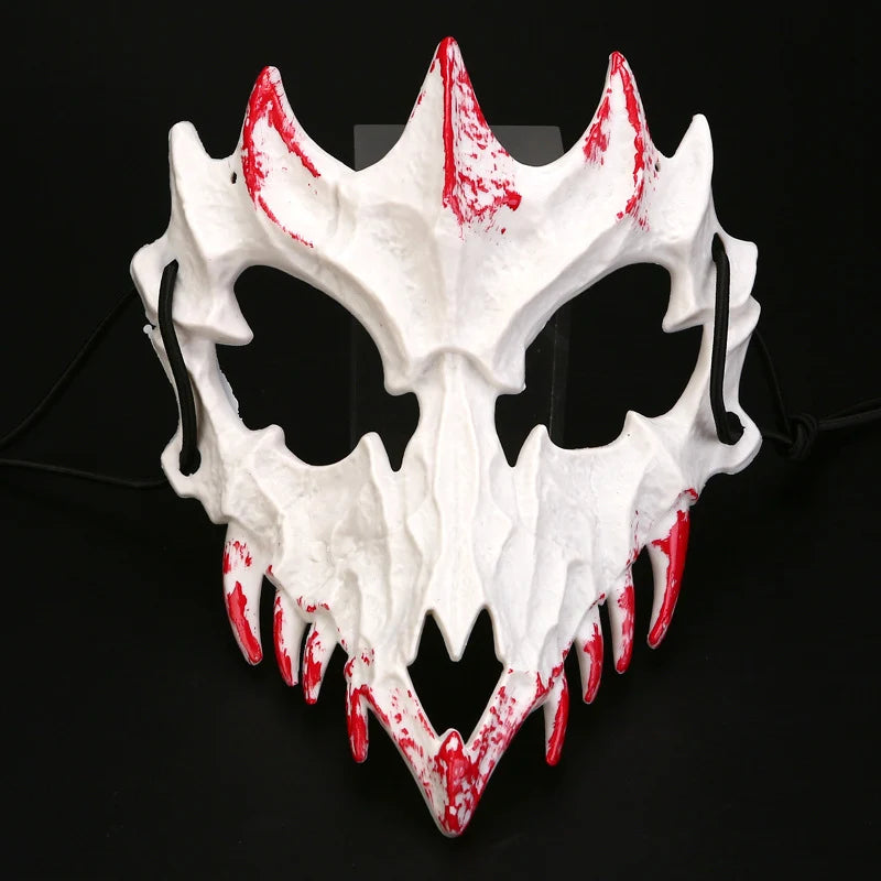 Half-Face Horror Mask Sculpted Fangs Adjustable Elastic Strap