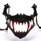 Half-Face Horror Mask Sculpted Fangs Adjustable Elastic Strap