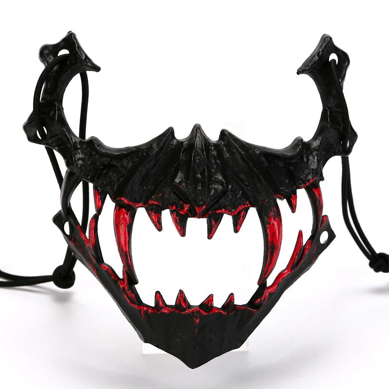 Half-Face Horror Mask Sculpted Fangs Adjustable Elastic Strap