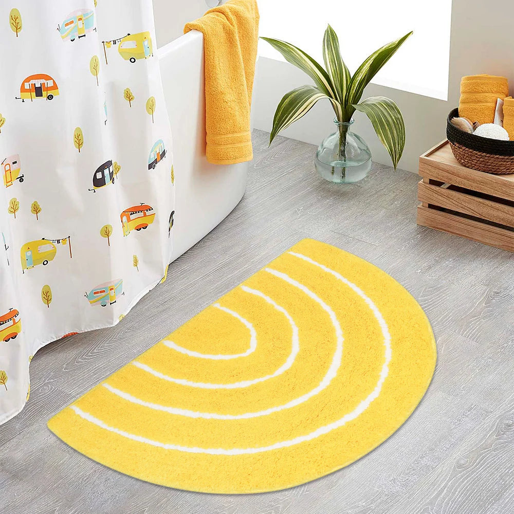 Half-Moon Rug Plush Shag Non-Slip Backing