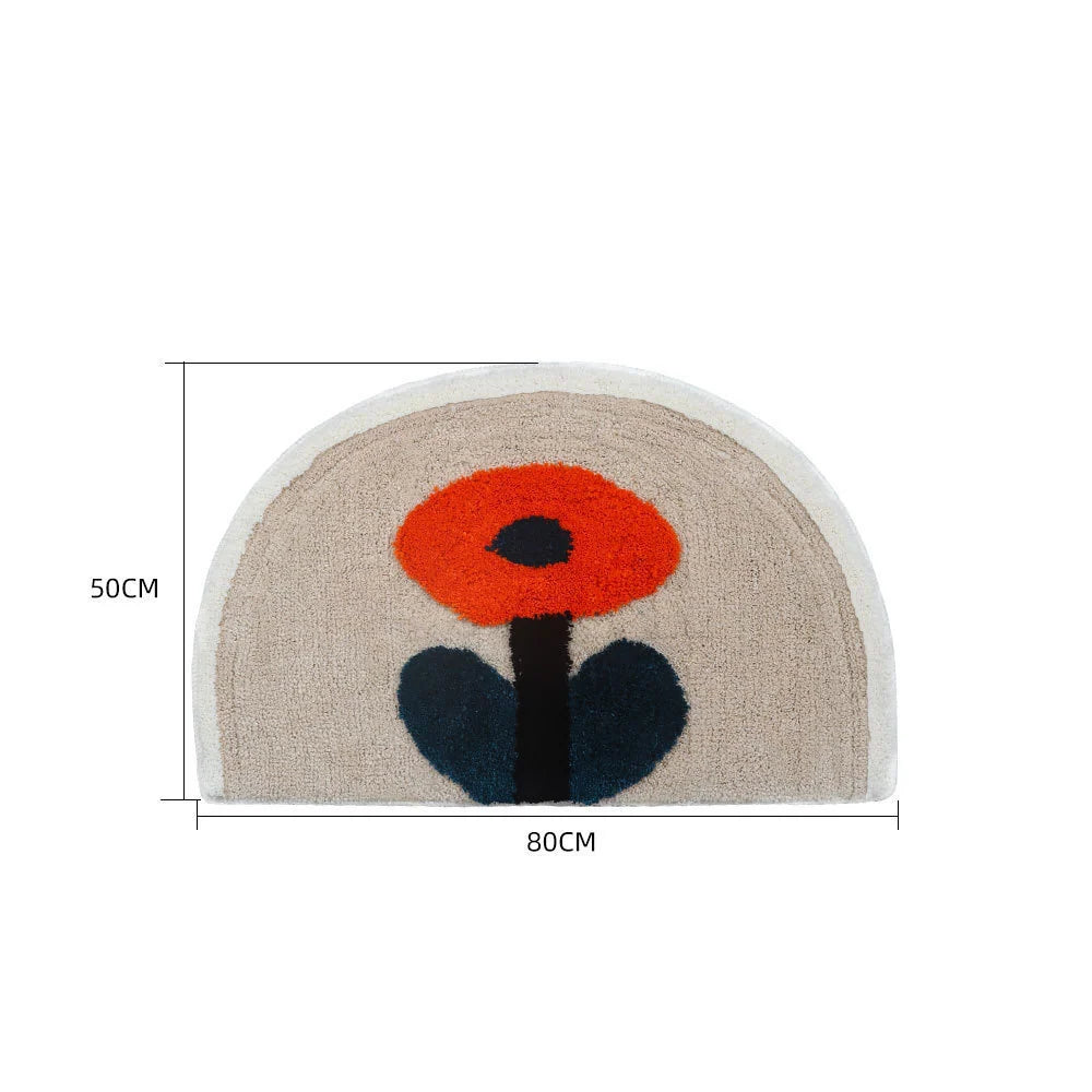 Half-Moon Rug Plush Shag Non-Slip Backing
