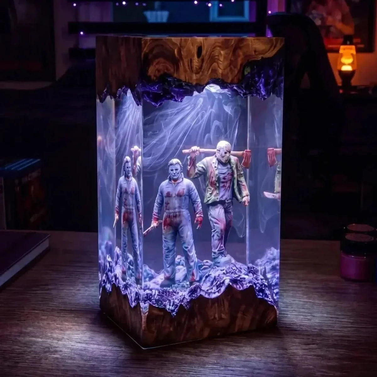 Halloween Lamp Handmade Resin Warm LED Glow