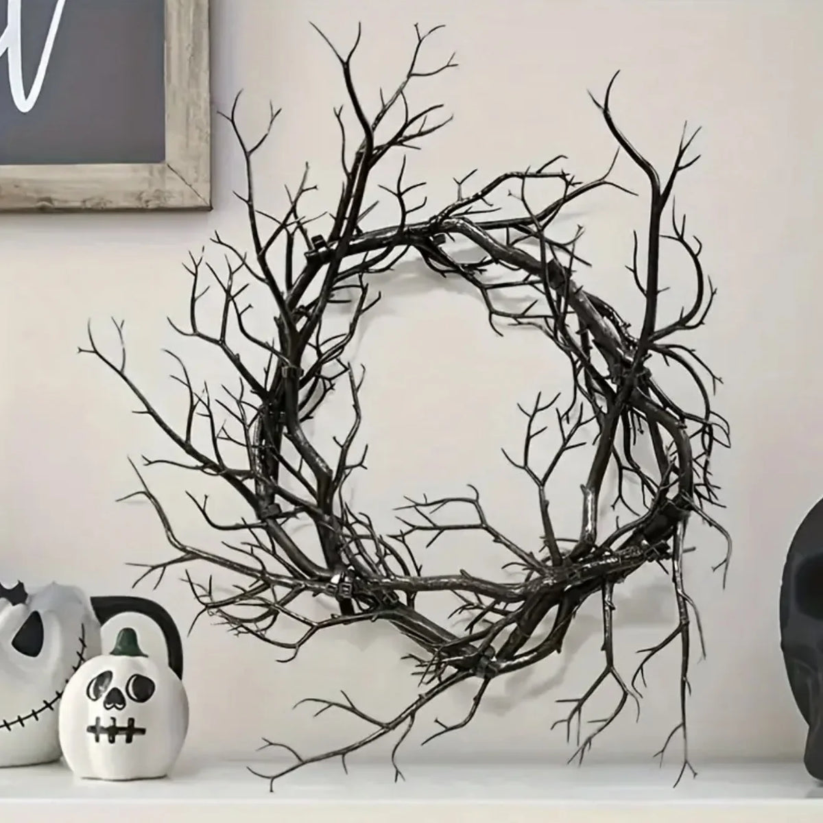 Halloween Wreath Artificial Branch Lightweight Rustic Decor