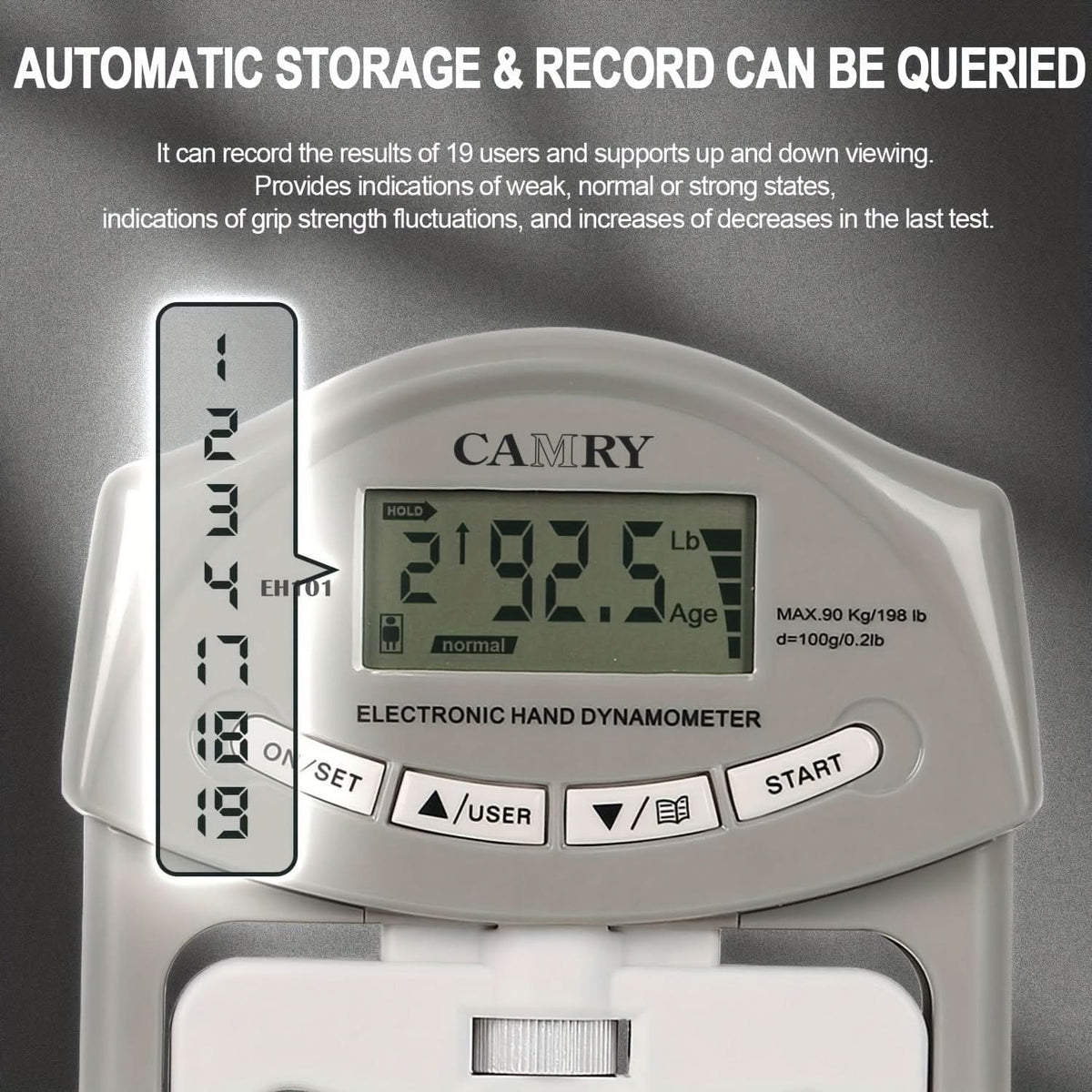 Hand Dynamometer Digital Display Automatic Peak Recording