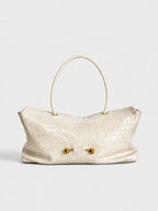 Handbag Crocodile-Embossed Leather Gold-Tone Hardware