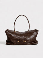 Handbag Crocodile-Embossed Leather Gold-Tone Hardware