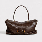 Handbag Crocodile-Embossed Leather Gold-Tone Hardware