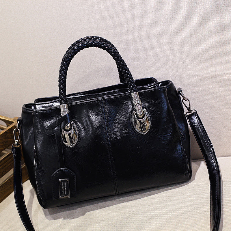 Handbag Large Soft Oiled Wax Leather Adjustable Strap