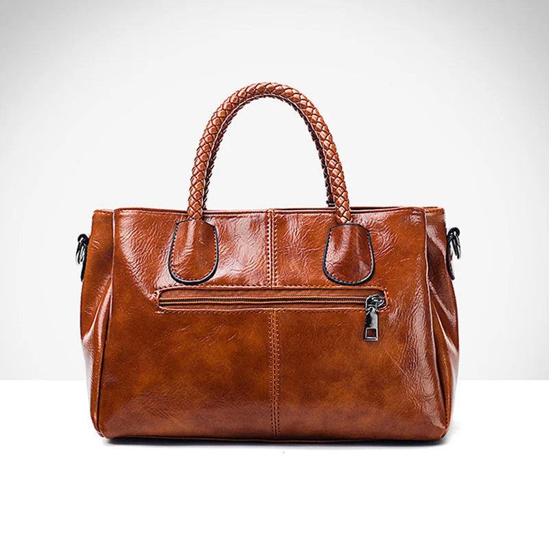 Handbag Large Soft Oiled Wax Leather Adjustable Strap