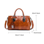Handbag Large Soft Oiled Wax Leather Adjustable Strap