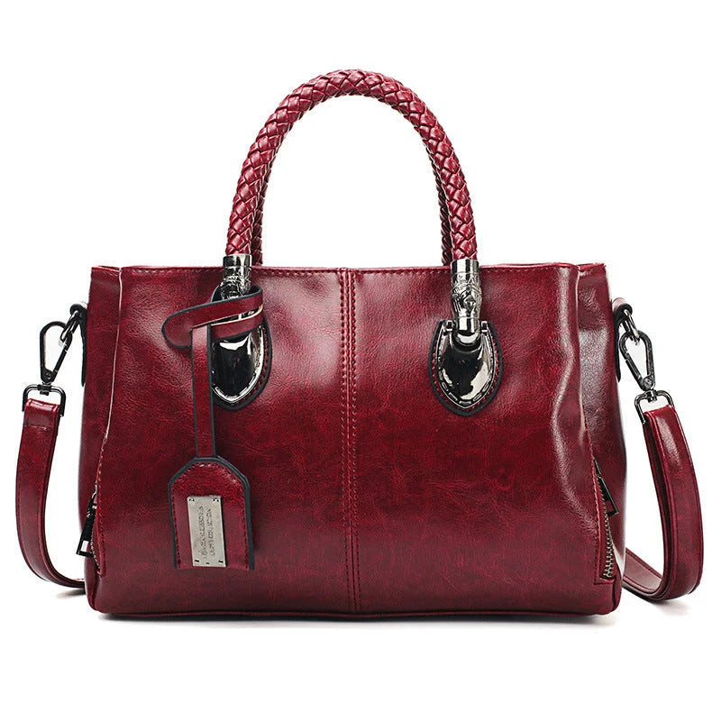 Handbag Large Soft Oiled Wax Leather Adjustable Strap