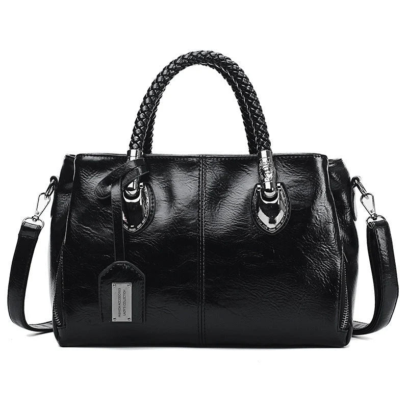 Handbag Large Soft Oiled Wax Leather Adjustable Strap