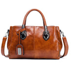 Handbag Large Soft Oiled Wax Leather Adjustable Strap