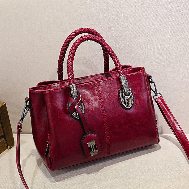 Handbag Large Soft Oiled Wax Leather Adjustable Strap
