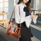 Handbag Large Soft Oiled Wax Leather Adjustable Strap