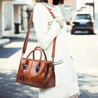 Handbag Large Soft Oiled Wax Leather Adjustable Strap