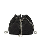 Handbag Satin Drawstring Closure Pearl Chain Details
