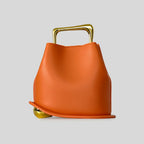 Handbag Sculptural Faux Leather Gold-Plated Handle