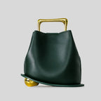 Handbag Sculptural Faux Leather Gold-Plated Handle